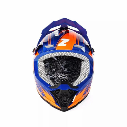 Orange & Dark Blue Zebra Dirt Bike Motorcycle Helmet - KingsMotorcycleFairings.com