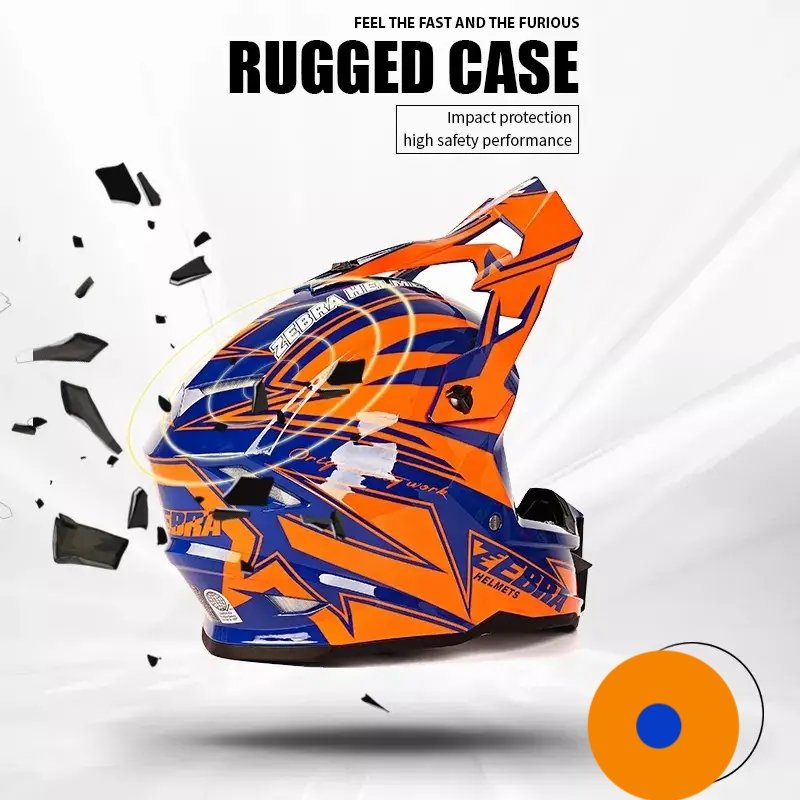 Orange & Dark Blue Zebra Dirt Bike Motorcycle Helmet - KingsMotorcycleFairings.com