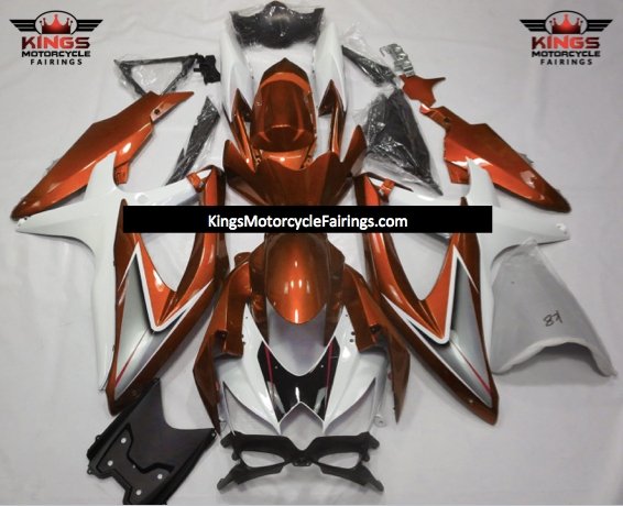 Suzuki GSXR750 (2008-2010) Orange, White, Silver & Black Fairings