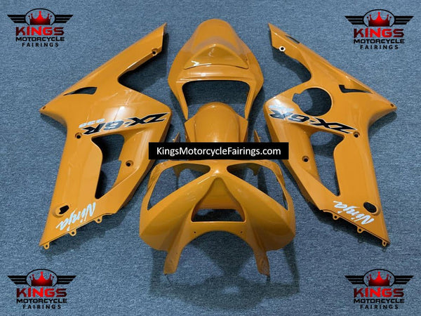 Fairing kit for a Kawasaki ZX6R 636 (2003-2004) Orange, Black & White