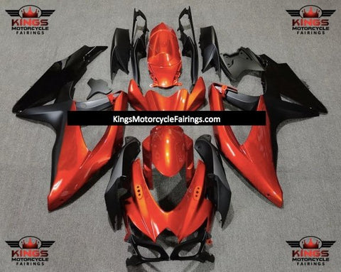 Orange, Matte Black and Black Fairing Kit for a 2008, 2009, & 2010 Suzuki GSX-R600 motorcycle