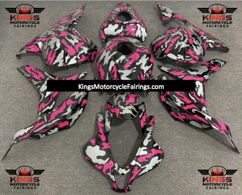 Pink, Gray and Black Camouflage Fairing Kit for a 2009, 2010, 2011 & 2012 Honda CBR600RR motorcycle