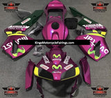 Pink, Yellow and Green Movistar Fairing Kit for a 2003 and 2004 Honda CBR600RR motorcycle
