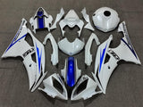 Pearl White, Blue and Black Fairing Kit for a 2008, 2009, 2010, 2011, 2012, 2013, 2014, 2015 & 2016 Yamaha YZF-R6 motorcycle
