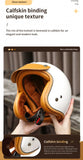 Pearl White & Leather Open Face 3/4 Beasley Motorcycle Helmet is brought to you by KingsMotorcycleFairings.com