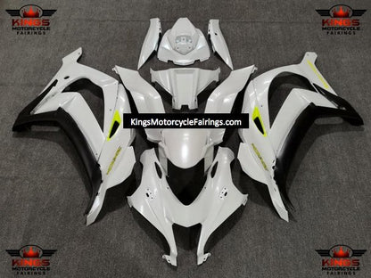 Fairing Kit for a Kawasaki Ninja ZX10R (2016-2020) Pearl White, Black & Neon Yellow