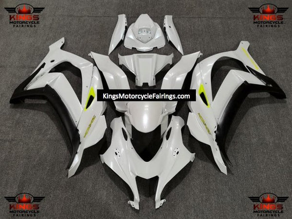 Fairing Kit for a Kawasaki Ninja ZX10R (2016-2020) Pearl White, Black & Neon Yellow