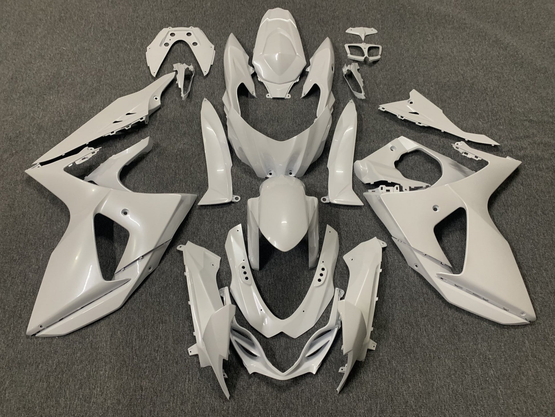 Pearl White Fairing Kit for a 2009, 2010, 2011, 2012, 2013, 2014, 2015 & 2016 Suzuki GSX-R1000 motorcycle