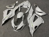 Pearl White, Silver and Green Fairing Kit for a 2013, 2014, 2015, 2016, 2017 & 2018 Kawasaki ZX-6R 636 motorcycle