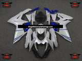 Pearl White and Blue Fairing Kit for a 2011, 2012, 2013, 2014, 2015, 2016, 2017, 2018, 2019, 2020 & 2021 Suzuki GSX-R750 motorcycle