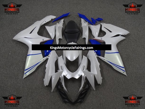 Suzuki GSXR600 (2011-2023) Pearl White & Blue Fairings at KingsMotorcycleFairings.com
