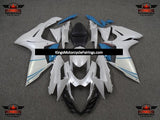 Pearl White and Light Blue Fairing Kit for a 2011, 2012, 2013, 2014, 2015, 2016, 2017, 2018, 2019, 2020 & 2021 Suzuki GSX-R750 motorcycle