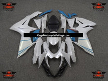 Suzuki GSXR600 (2011-2023) Pearl White & Light Blue Fairings at KingsMotorcycleFairings.com