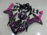 Black and Pink Flames Fairing Kit for a 2004, 2005 & 2006 Yamaha YZF-R1 motorcycle