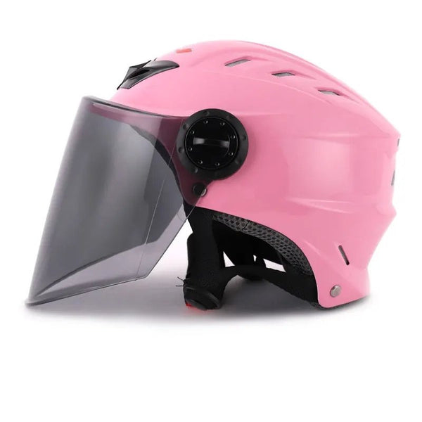 Pink Half Face Motorcycle Helmet with Large Black Visor is brought to you by KingsMotorcycleFairings.com