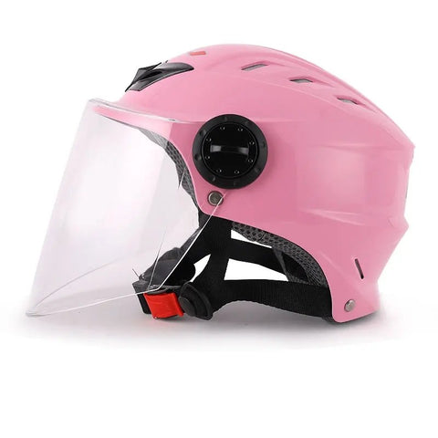 Pink Half Face Motorcycle Helmet with Large Clear Visor is brought to you by KingsMotorcycleFairings.com