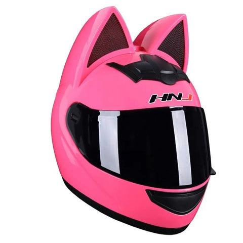 The Pink and Black HNJ Full-Face Motorcycle Helmet with Cat Ears is brought to you by Kings Motorcycle Fairings