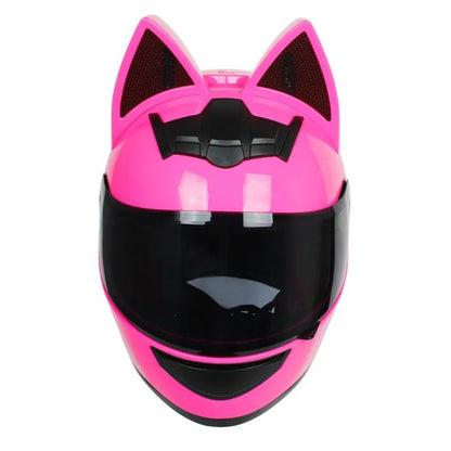 The Pink HNJ Full-Face Motorcycle Helmet with Cat Ears is brought to you by KingsMotorcycleFairings.com