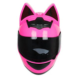 The Pink HNJ Full-Face Motorcycle Helmet with Cat Ears is brought to you by KingsMotorcycleFairings.com