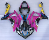 Black and Pink Shark Teeth Fairing Kit for a 2007 & 2008 Yamaha YZF-R1 motorcycle