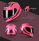 The Pink Warrior 999 HNJ Full-Face Motorcycle Helmet with Horns is brought to you by Kings Motorcycle Fairings