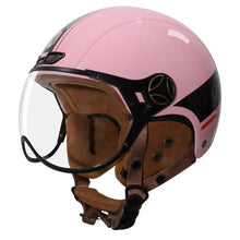 Pink, Black and Red Half Face Retro Space Motorcycle Helmet is brought to you by KingsMotorcycleFairings.com