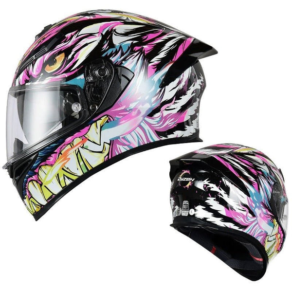 Pink, Black & White Tiger Ryzen Motorcycle Helmet at KingsMotorcycleFairings.com