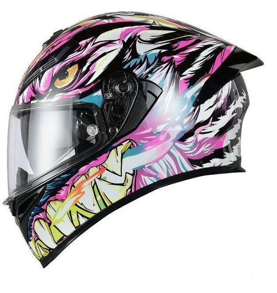 Pink, Black & White Tiger Motorcycle Helmet