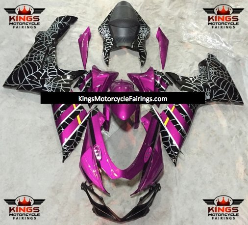 Suzuki GSXR750 (2011-2021) Pink, Black & Silver Spider Web Fairings