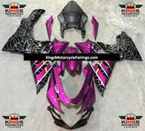 Pink, Black and Silver Spider Web Fairing Kit for a 2011, 2012, 2013, 2014, 2015, 2016, 2017, 2018, 2019, 2020 & 2021 Suzuki GSX-R750 motorcycle