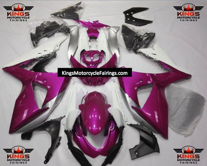 Suzuki GSXR1000 Fairings (2009-2016) Pink, White, Silver from KingsMotorcycleFairings.com