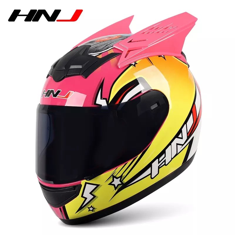 cheap womens pink motorcycle helmets Motorcycle Helmet - Pink, Yellow Love Bird & Horns