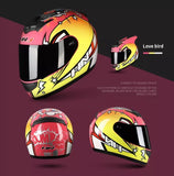 The Pink and Yellow Love Bird HNJ Full-Face Motorcycle Helmet is brought to you by Kings Motorcycle Fairings