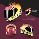 The Pink and Yellow Love Bird HNJ Full-Face Motorcycle Helmet is brought to you by Kings Motorcycle Fairings
