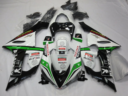 White, Black and Green Playboy Fairing Kit for a 2005 & 2006 Kawasaki ZX-6R 636 motorcycle