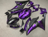 Purple and Matte Black Fairing Kit for a 2008, 2009, 2010, 2011, 2012, 2013, 2014, 2015 & 2016 Yamaha YZF-R6 motorcycle
