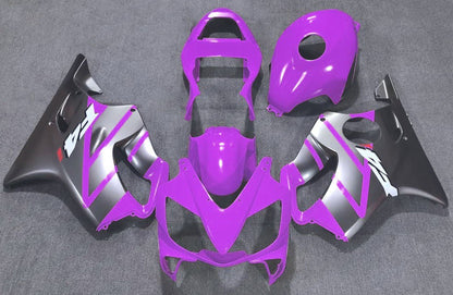 Purple and Matte Silver Fairing Kit for a 2001, 2002, 2003 Honda CBR600F4i motorcycle