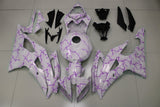 White and Purple Lightning Fairing Kit for a 2008, 2009, 2010, 2011, 2012, 2013, 2014, 2015 & 2016 Yamaha YZF-R6 motorcycle