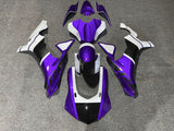 Purple, White and Faux Carbon Fiber Fairing Kit for a 2015, 2016, 2017, 2018 & 2019 Yamaha YZF-R1 motorcycl