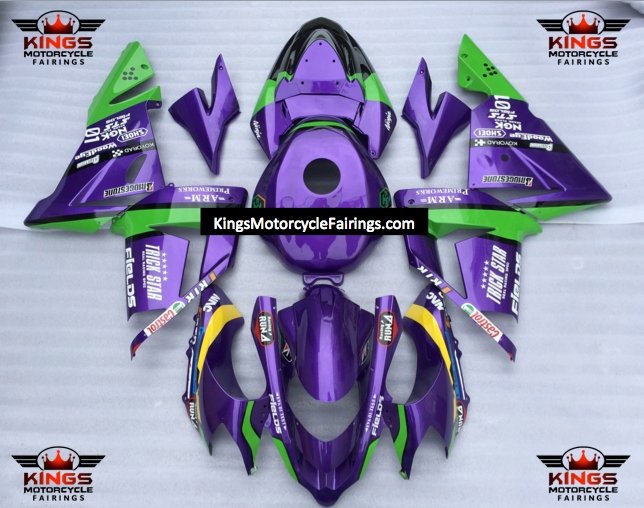 Fairing kit for a Kawasaki ZX10R (2004-2005) Purple, Green, Black, White & Yellow