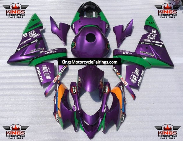 Fairing kit for a Kawasaki ZX10R (2004-2005) Purple, Green, Black & Orange