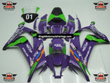 Fairing kit for a Kawasaki Ninja ZX10R (2011-2015) Purple, Green, Black & White