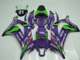 Purple, Green, Black and White Fairing Kit for a 2011, 2012, 2013, 2014 & 2015 Kawasaki Ninja ZX-10R motorcycle
