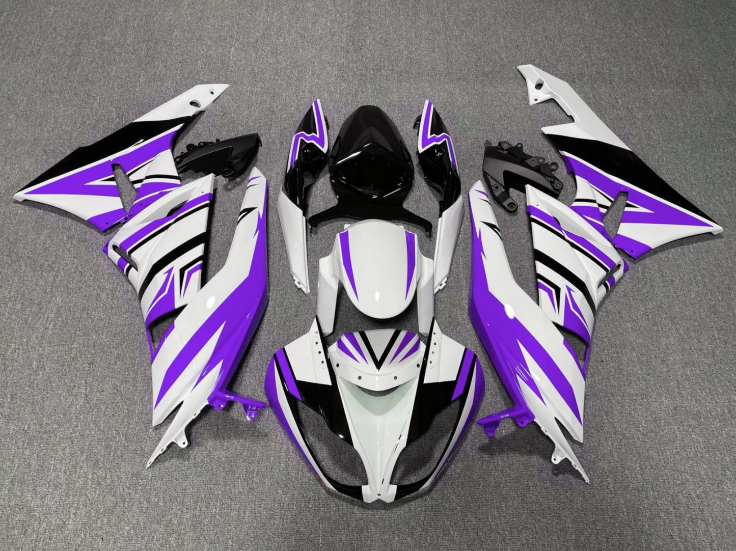 White, Purple and Black Fairing Kit for a 2009, 2010, 2011 & 2012 Kawasaki Ninja ZX-6R 636 motorcycle