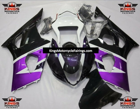 Purple, White and Black Fairing Kit for a 2003 & 2004 Suzuki GSX-R1000 motorcycle