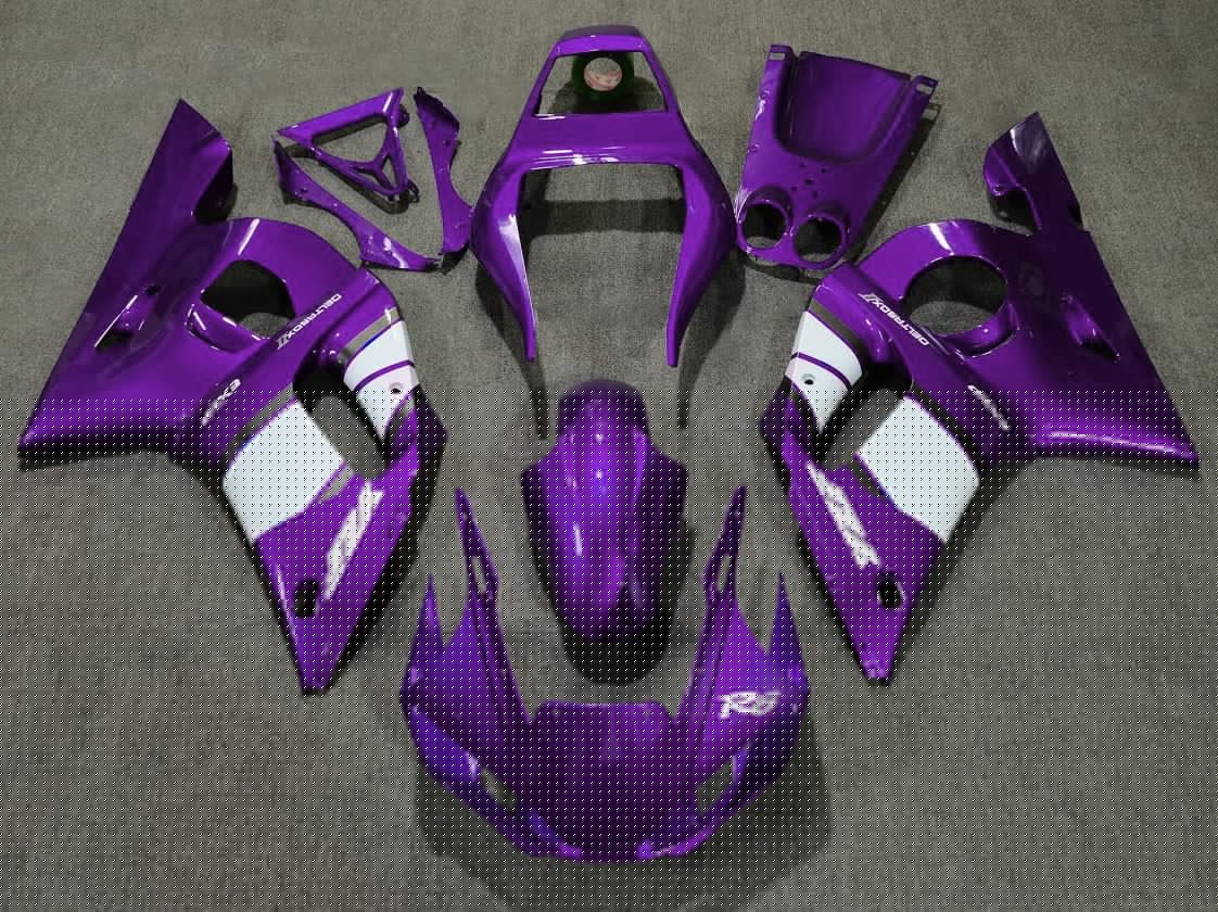 Purple, White and Silver Fairing Kit for a 1998, 1999, 2000, 2001 & 2002 Yamaha YZF-R6 motorcycle