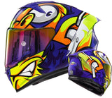Purple, Yellow & Orange Animal Motorcycle Helmet at KingsMotorcycleFairings.com