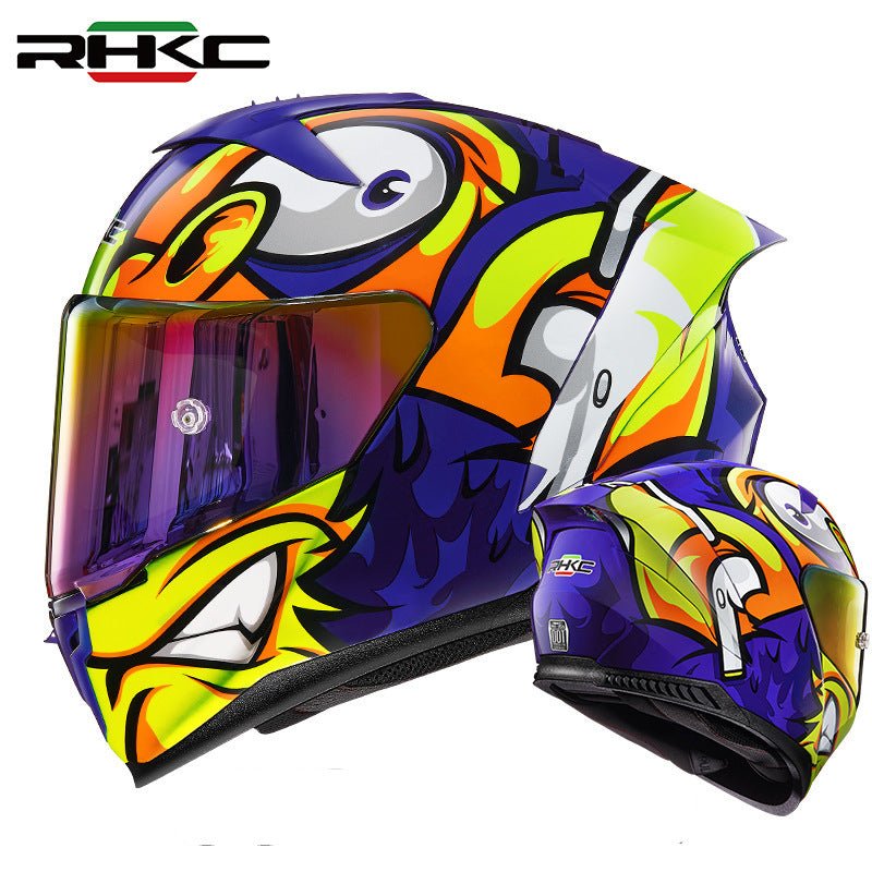 Purple, Yellow & Orange Animal Motorcycle Helmet Purple, Yellow & Orange Animal Motorcycle Helmet