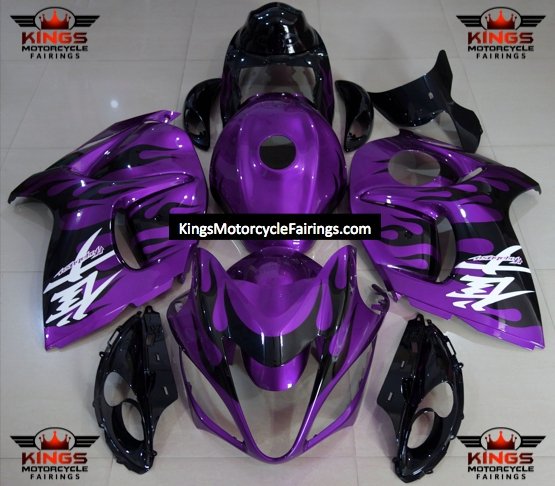 Suzuki GSXR1300 Hayabusa (2008-2019) Purple & Black Flame Fairings