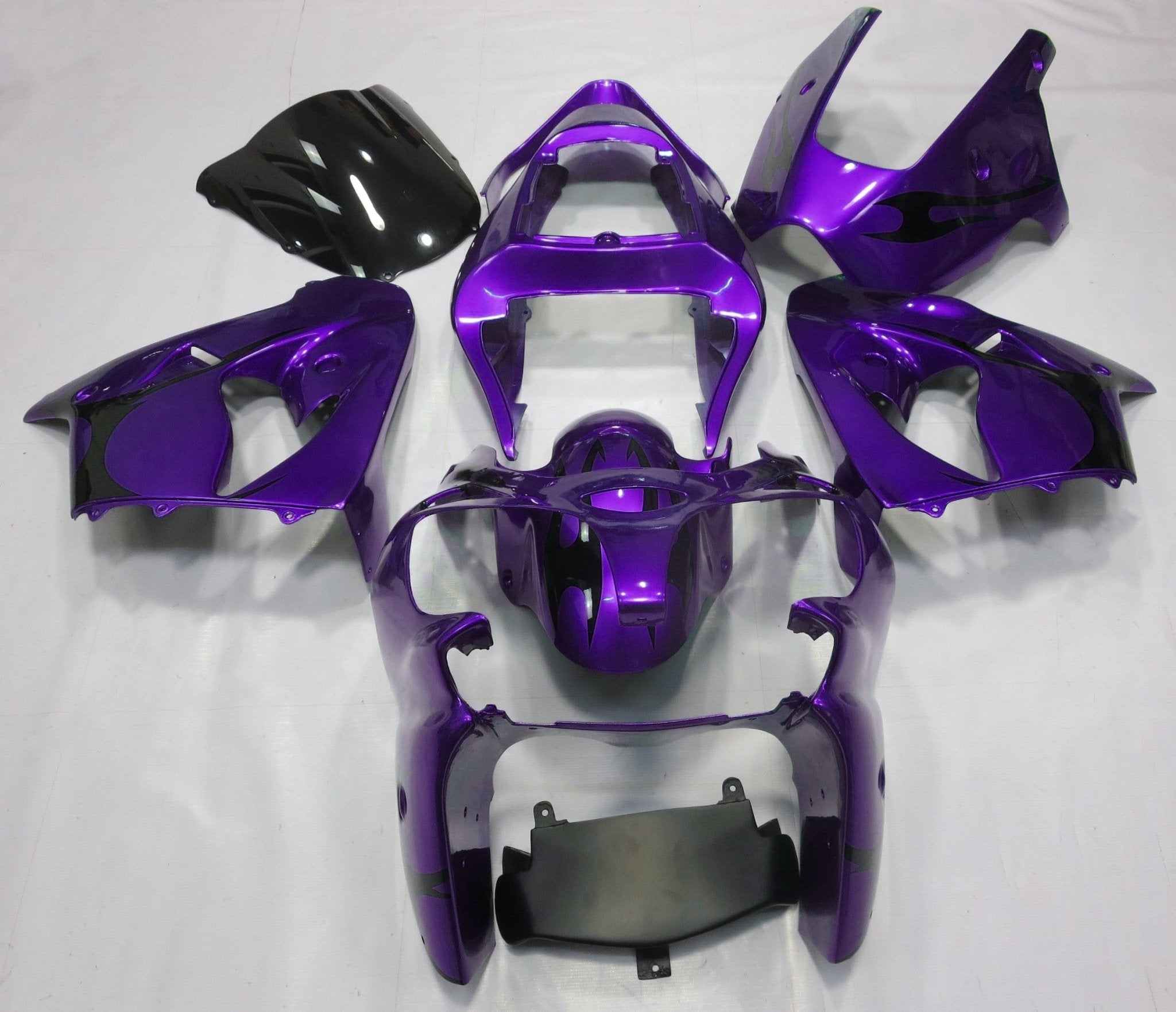 Fairings | Kawasaki ZX6R (2000-2002) Purple, Black Tribal